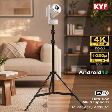 Vidéo projecteur Android 13  4K rechargeable et trepied téléscopique 210cm (1/5)