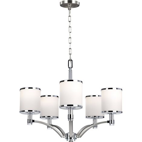 Lampadario Contemporaneo Prospect Park Acciaio Nichel Cromo Vetro 5 Luci E27 (1/4)