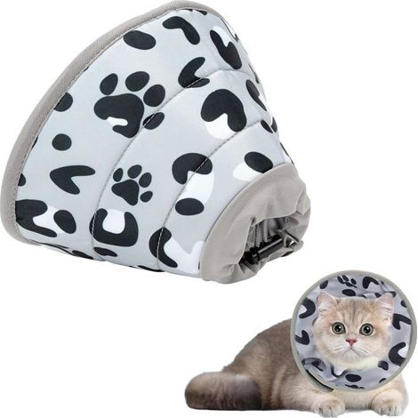 Collier ajustable pour chat - 1 pièce, gris M - Anti-léchage, pliable - Post-opératoire. (1/5)