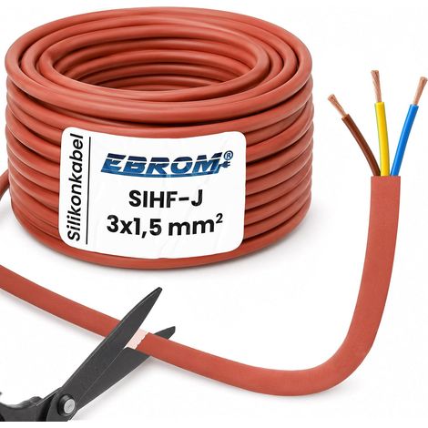 Câble en silicone, 3 mètres, par exemple pour votre sauna - 3 x 1,5 mm² - Rouge/rougeâtre (1/5)