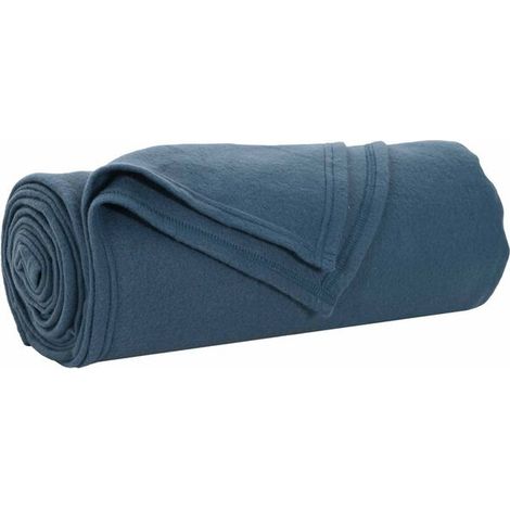 Couverture en laine bleu marine, mesurant 170 x 130 cm. (1/5)