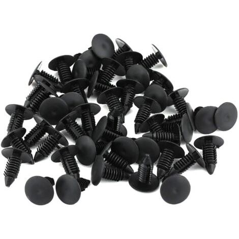 Rivet Clips Plastique,50 pièces Clips Plastique Rivet Carrosserie Garniture Garniture de Retenue de Fixation de rivet Pare-chocs de Voiture Push Pin Clip Noir (1/5)