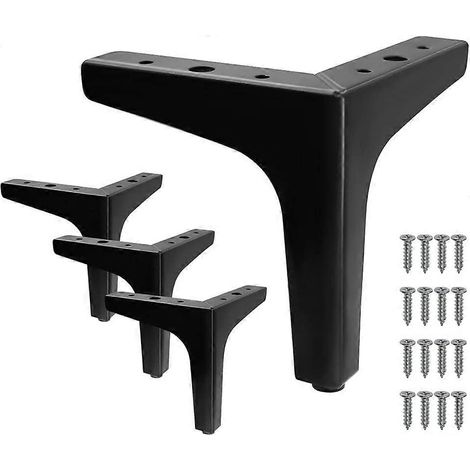 Verstellbare Schrankbeine, 17 cm / 7 Zoll, Möbelbeine, Gold, 4er-Set Moderne Tischbeine, dreieckige Metallfüße Sofafüße, Couchbeine, Ersatz, 15 cm / 6 Zoll, Schwarz