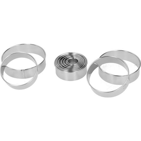 Ensemble de 12 moules à mousse ronds en acier inoxydable pour gâteaux et fondants. Outils de pâtisserie. (1/5)