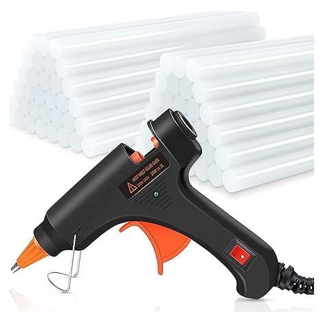 Pistolet à colle chaude Pistolet à colle chaude + 60 bâtons de colle chaude Bâtons de colle transparents pour le bricolage et les réparations rapides à la maison et au bureau, pistolets à colle 20 wat (1/5)