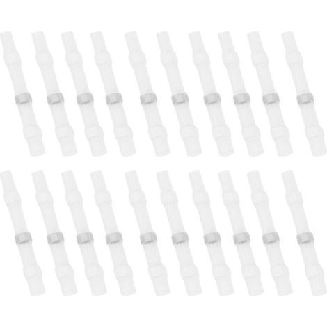 50 PCS Soudure Joint Fil Connecteurs Étanche Isolé Bornes De Fil Électrique Thermorétractable Épissure Butt pour Fil À Sertir Joint (Blanc) (Blanc) (1/5)