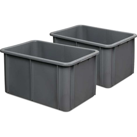BRB Lot de 2 récipients alimentaires - Dimensions : 600 x 400 x 320 mm - 60 l - Gris - Fermé