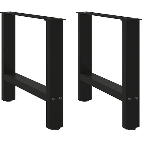 Pieds de table basse 2 pièces en acier thermolaqué noir 60 x 42-43 cm - PANGIVO (1/5)