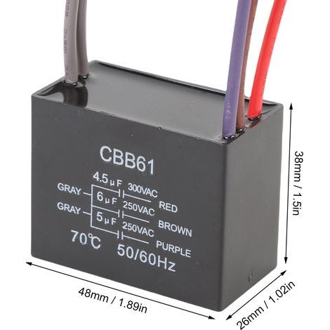 3-speed ceiling fan pull cord switch + CBB61 capacitor 4.5 µF / 6 µF / 5 µF (1/4)