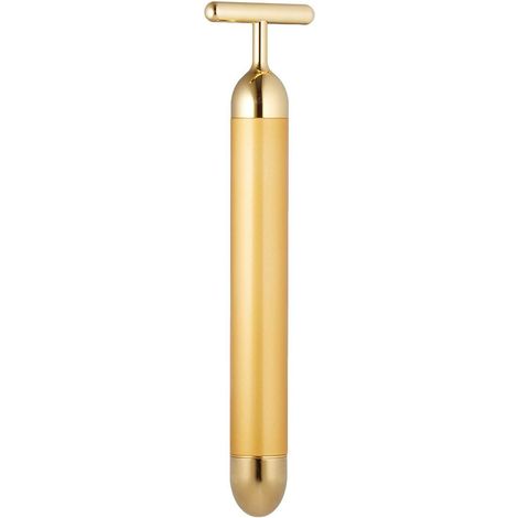 Massaggiatore viso Beauty Bar dorato 24k, massaggiatore viso elettrico a forma di T per braccia, occhi, naso e testa