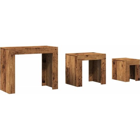 Mesas de centro apilables 3 uds madera de ingeniería envejecida vidaXL