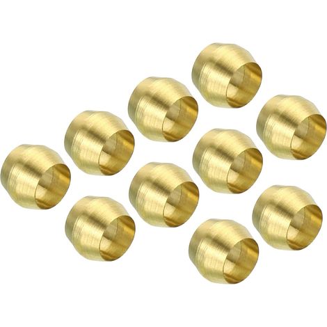 4 mm Tube OD Brass Compression Sleeves End Caps, 50 Lot Brass End Fitting Brass Compression Fitting Assortment Kit for Air Water Gas Hose (1/5)