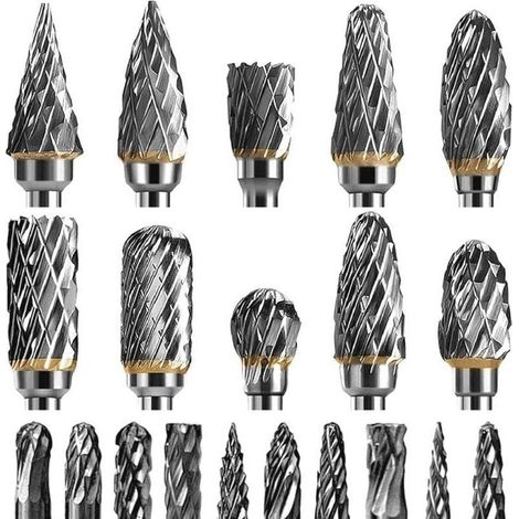 20-piece carbide cutter set, tungsten steel rotary cutter set, 1/8" size, for woodworking, polishing (1/4)