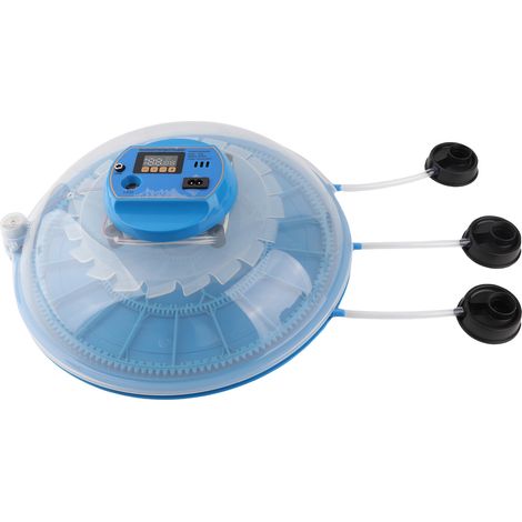 Incubatrice per uova di gallina con rotazione automatica e doppia alimentazione, colore blu, in plastica, dimensioni 32 x 32 x 16 cm, capacità 8 o 26 uova. (1/4)