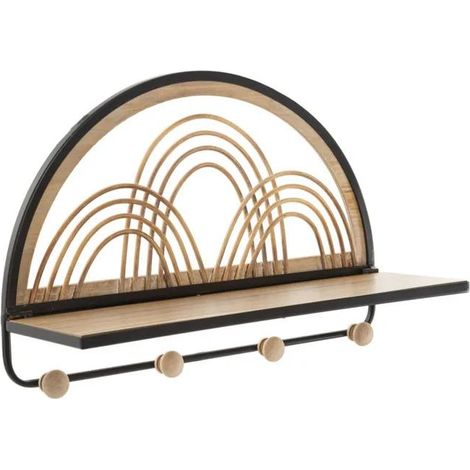 Wandhaken Mauro Ferretti Porto 46 cm schwarz Rattan