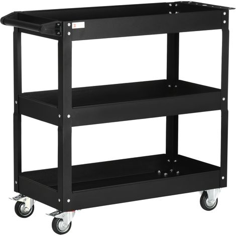 Carrello Porta Attrezzi a 3 Livelli 83x35,3x76 cm in Acciaio Nero (1/5)