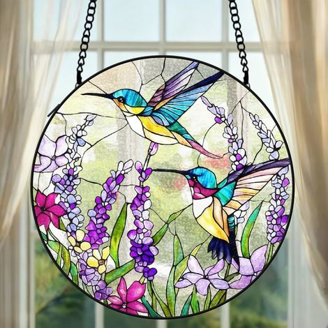Attrape-soleil colibri vitrail 20 cm décoration suspendue fenêtre cadeau Noël maman (1/5)