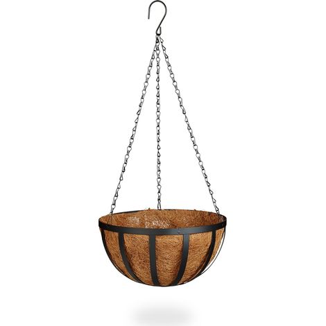Lote de 3 macetas colgantes de fibra de coco para plantas trepadoras 65 x 30 x 30 cm de metal marrón 130004181 (1/5)