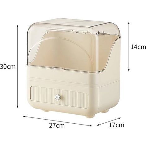 Make-up-Organizer und staubdichte Aufbewahrungsboxen mit Schubladen – Kosmetik-Organizer für Kommode, Badezimmer und Schlafzimmer, Weiß (1/5)