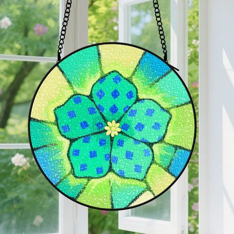 Suspension en vitrail - Attrape-soleil minimaliste élégant en verre, décoration jardin fenêtre, cadeau Fête des Mères, Noël pour femme, homme 12,5 cm (1/5)