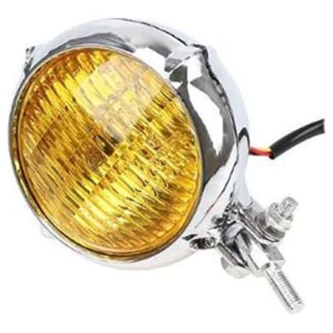Linghhang – Phare de moto rétro électrique 3.5\'\' – Verre jaune galvanisé – Étanche IP68 – Lumière blanche pure 6000K – Installation facile (1/5)