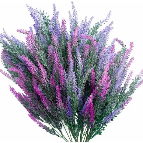 6pcs Artificial Lavender Flowers, Artificial Purple Lavender Flowers, Fake Lavender Flowers Artificial Lavender Plant, Artificial Flower Decoration for DIY Wedding Garden Office Home (2 Colors (1/5)