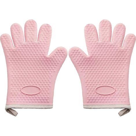 1 paire de gants anti-brûlure en silicone - Gants anti-brûlure de type A à cinq doigts (vert menthe) (1/5)