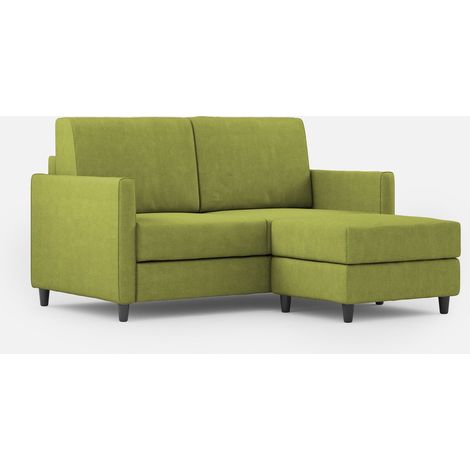 Divano 2 Posti con Pouf 158x145x85 cm Karay in Tessuto Verde (1/5)