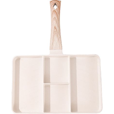 Gril divisé Maifan, revêtement en pierre, aluminium, chauffage uniforme, antiadhésif, multifonctionnelle, 4 compartiments, poêle à petit-déjeuner pour faire frire œufs, steaks et légumes, blanche (1/5)