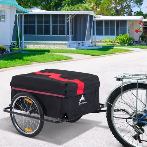 Remolque de carga para bicicleta con caja de transporte Oxford 40 kg rojo negro OKWISH (1/5)