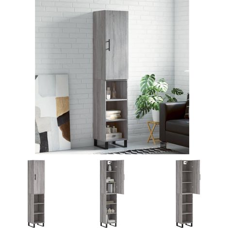 The Living Store Highboard Grau Sonoma 34,5x34x180 cm Holzwerkstoff - Sideboards (1/5)