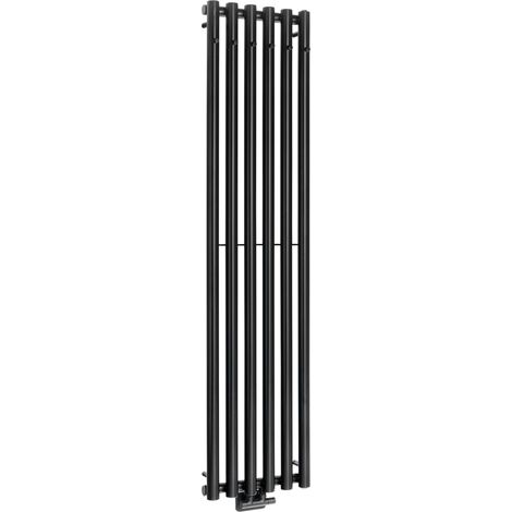 Sapho Pilon - Elemento calefactor 42 x 180 cm, 6 ganchos para toallas, negro mate IZ132T (1/5)