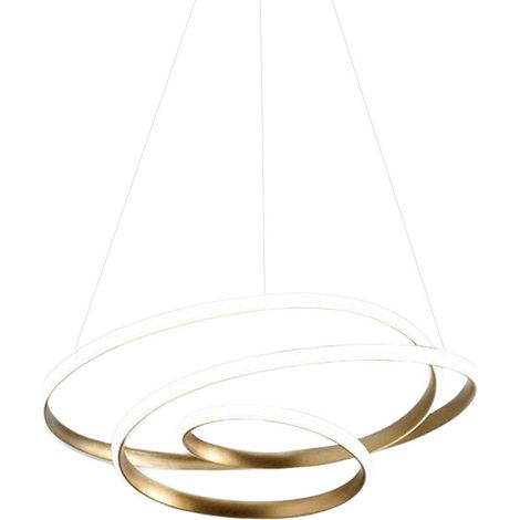 Lampada a sospensione Diva S/S in alluminio Oro Spazzolato, LED 80W 4600lm 3000K, Dimmerabile taglio fase e push - Gea Luce (1/5)