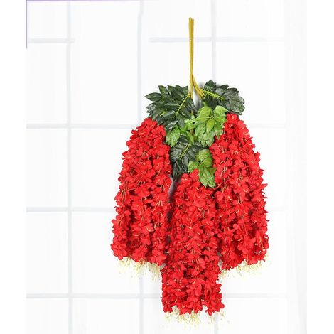 Simulation de Fleurs de glycine, rotin décoratif Violet Promenade, Rouge (12 bâtons), 110 cm,Fleurs pour Maison Cour Clôture,pour décoration de fête de Mariage (1/5)