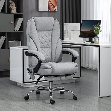 Sedia da ufficio ergonomica massaggiante e riscaldata, reclinabile, con poggiapiedi, grigia OKMYHOME (1/5)