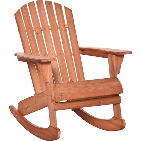 Fauteuil à bascule adirondack 77 x 94 x 97 cm imitation bois naturel, siège confortable pour balcon et terrasse (1/5)