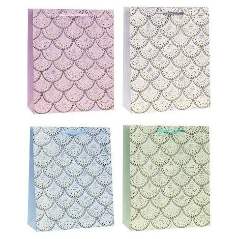 Borsa decorativa 18x23x8cm con stampa a caldo e motivo a rosette miste