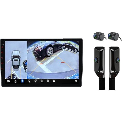 Carplay, Android Auto, Compatible avec Peugeot 407 cc SW 407CC 2004-2011, V9 Plus (4 Go 64 Go) + caméra 360° (Noir) (1/2)