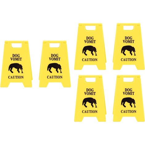 Panneau d'avertissement de vomi de chien, 6 pièces, imprimé drôle, avertissement d'animal de compagnie pour cour, maison, bureau, décoration de rappel jaune (1/5)