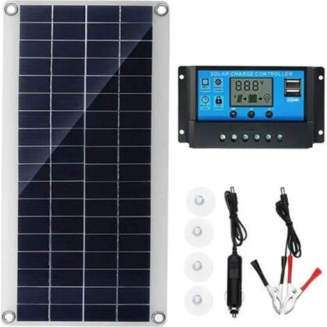 Kit panneau solaire 300W 12V – Régulateur charge 20A – Pour camping-car, batterie – Énergie solaire (1/4)