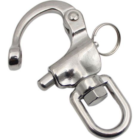 Drehbarer Karabinerhaken, 2 Stück Drehbarer Karabinerhaken mit Schnellgliedern aus Edelstahl 316 Schnellverschluss-Federhaken für Segelboot-Fallen Bootszubehör (70 mm) (1/4)