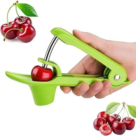 Dénoyauteur à Cerises, Evideur, Extracteur de Fruits à Main, Outil Dénoyauteur pour Cerises, Olives, Prunes, Dattes - Vert (1/4)