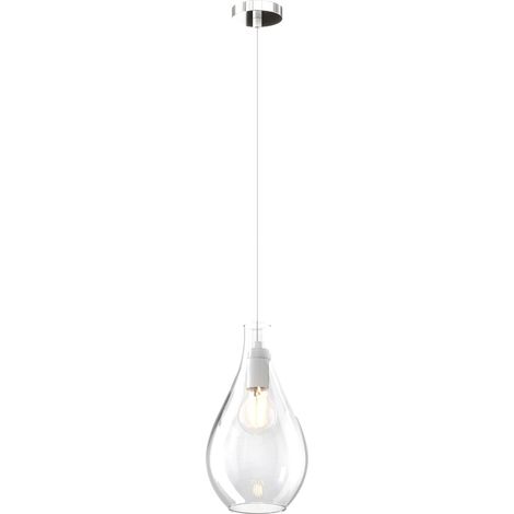 Lampadario Contemporaneo Drop 2.0 Metallo Cromo Vetro Trasparente 1 Luce E27