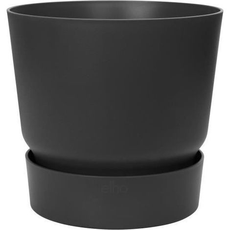 ELHO Pot de fleurs rond Greenville 40 - Extérieur - Ø 39 x H 36,8 cm - Vivre noir