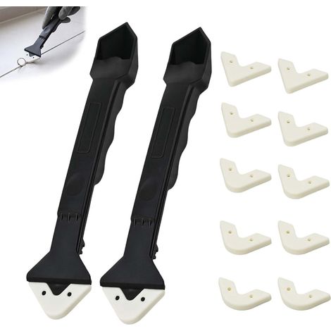 Lot d'outils de retrait de silicone, 2 extracteurs de joints en silicone avec 8 coussinets en silicone, grattoir 3 en 1 en silicone, convient pour cuisine, salle de bain, sols, lavabos et fenêtres (1/5)