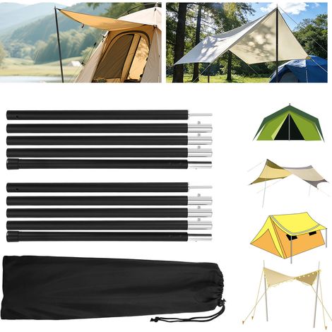 Jiubiaz 4pcs Zeltstangen 2m Schwarz Tarpstange Sonnensegel Stange Alu Aufstellstangen