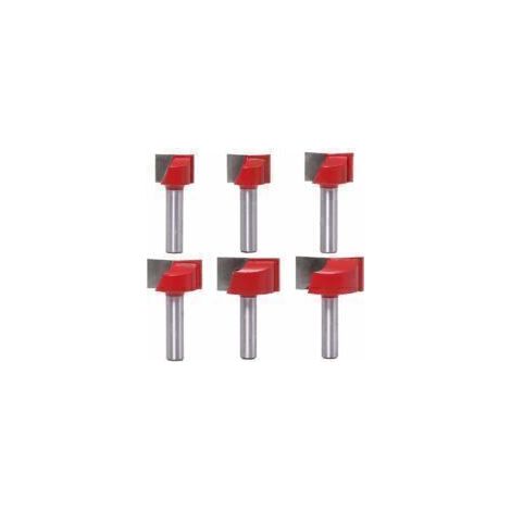 Lot de 6 fraises à défoncer droites de 8 mm pour le nettoyage du fond et le travail du bois 18 mm, 20 mm, 22 mm, 25 mm, 30 mm, 32 mm (1/5)