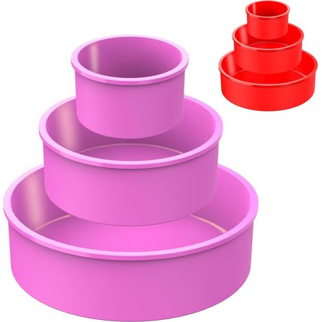 Lot de 3 moules silicone ronds 20 cm pour gâteaux, air fryer et Cookeo. (1/5)