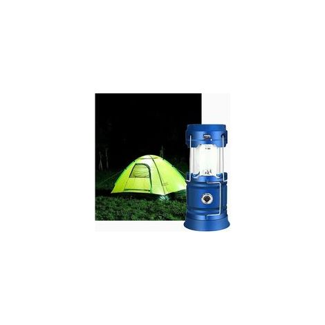 Lanterne LED Rechargeable Solaire/USB, Lampe Camping Puissante, 2 Modes Lanterne de Jardin Portable, Torche 360° Eclairage Suspendue avec Etanche pour Bivouac/Secours/Garage/Cave/Pêche(Bleu) (1/5)