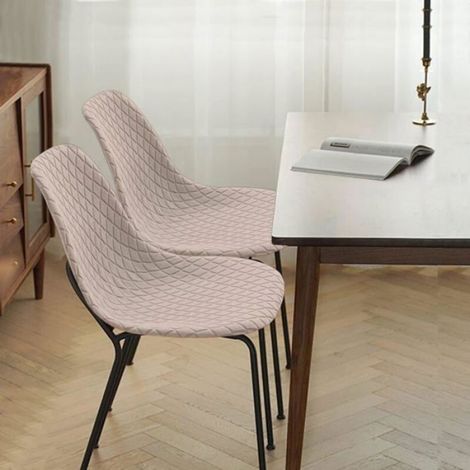 4 housses de chaises extensibles en jacquard diamant kaki, style scandinave. (1/5)